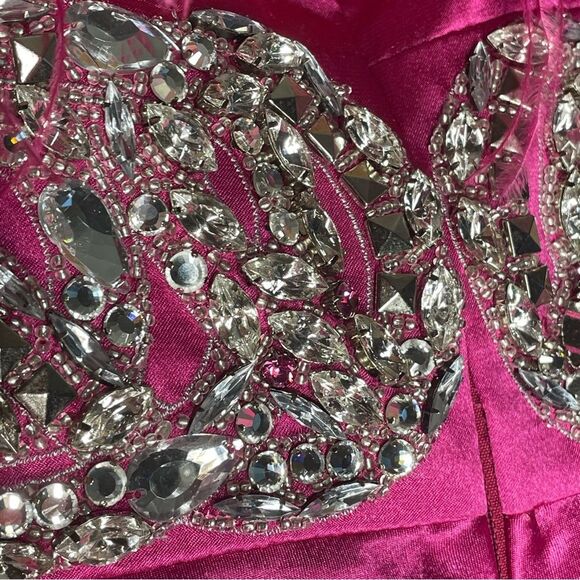 Jovani | Fuschia Feather Sequins Short Homecoming / Prom Formal Dress - Picture 8 of 10